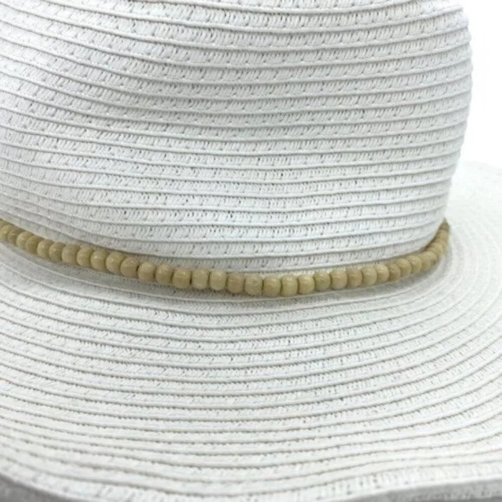 INC International Concepts Beaded White Straw Cowboy Fedora Hat